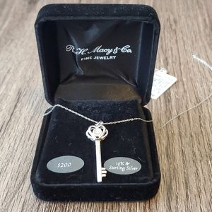 Macys Diamond Accent Key Pendant in Sterling Silve